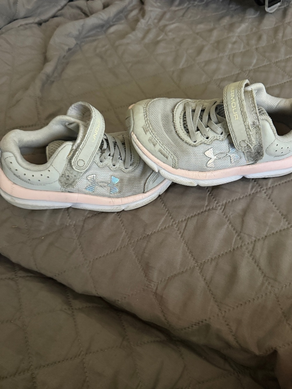 Under Armour Kids Light Gray & Pale Pink Sneakers